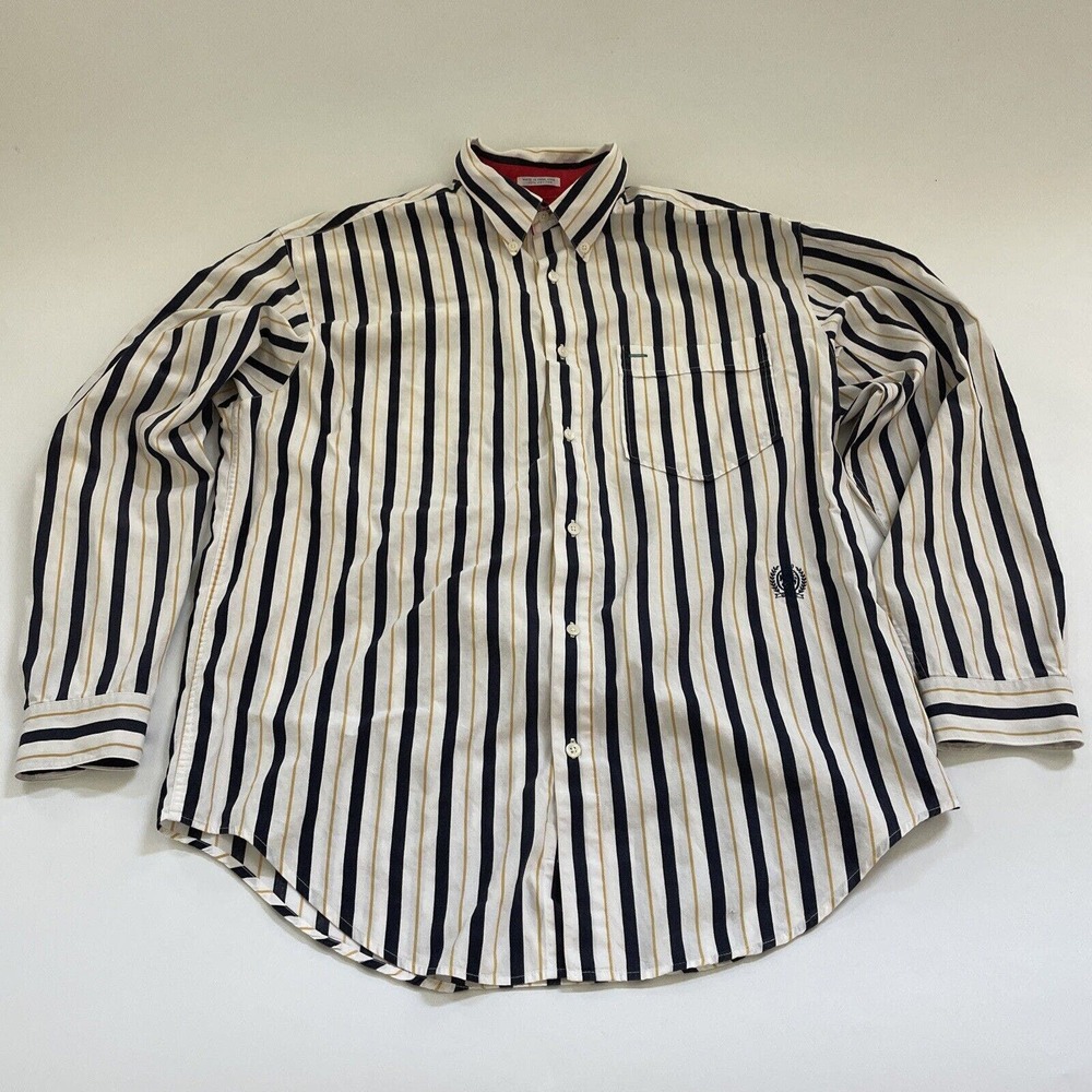 Tommy Hilfiger Black and White Striped Dress Shirt